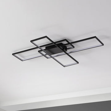 Palco 39" Contemporary Minimalist Metal Adjustable Dimmable Geometric Integrated LED Flush Mount - JONATHAN Y